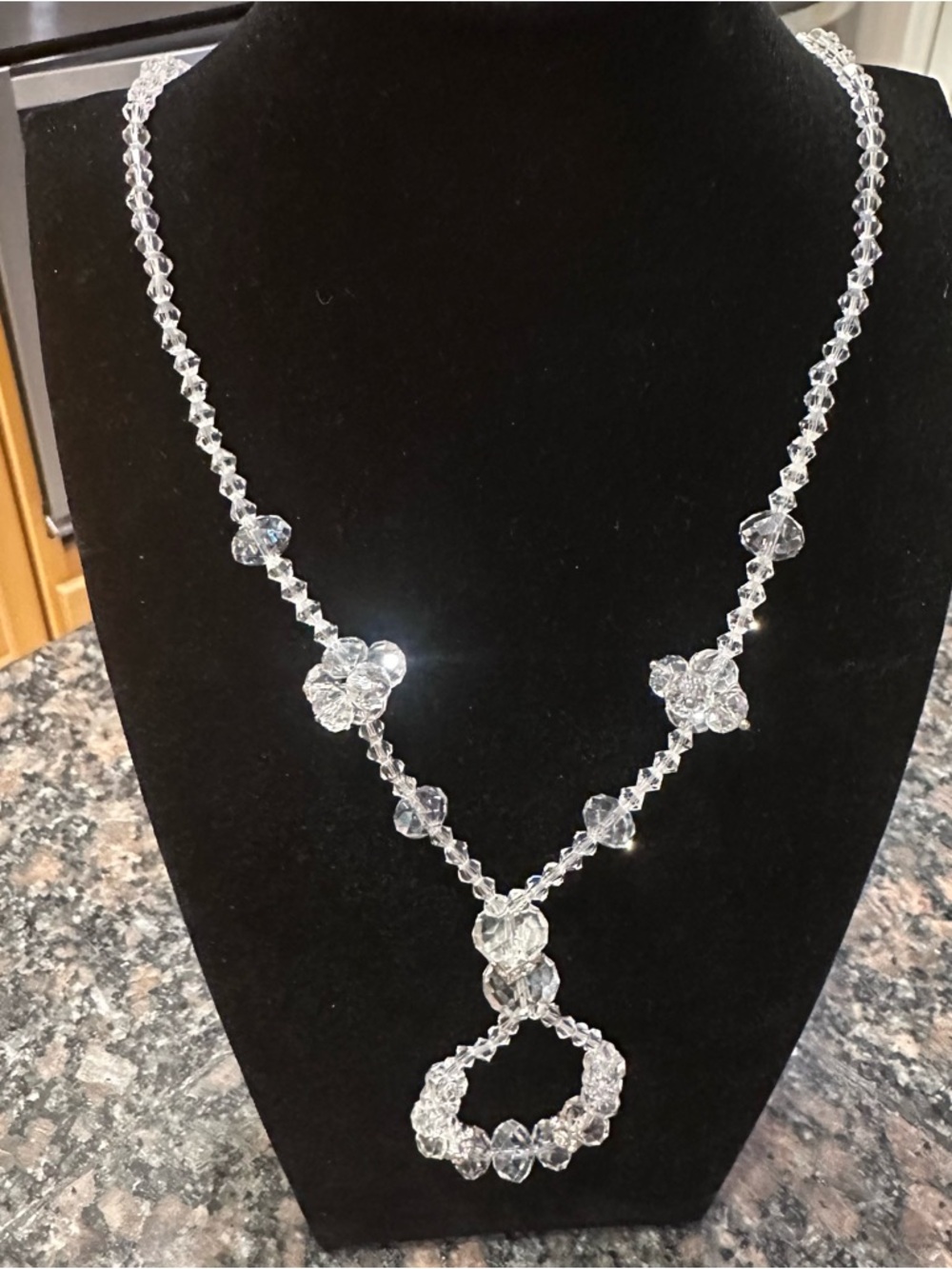 Vintage Aurora Borealis AB Glass Crystal Necklace Rhinestone Accents 16 inches